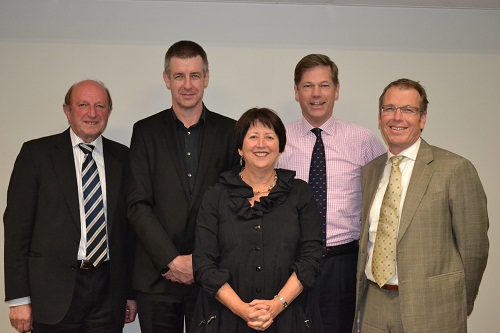 Project Mangement Team: L to R: Stewart Barnett, Terry Mason, Rangi Ruru Principal Julie Moor, Craig Brown and Graham Upton.